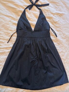 J CREW Cotton Vintage Black Halter Tie Sundress Sz 4